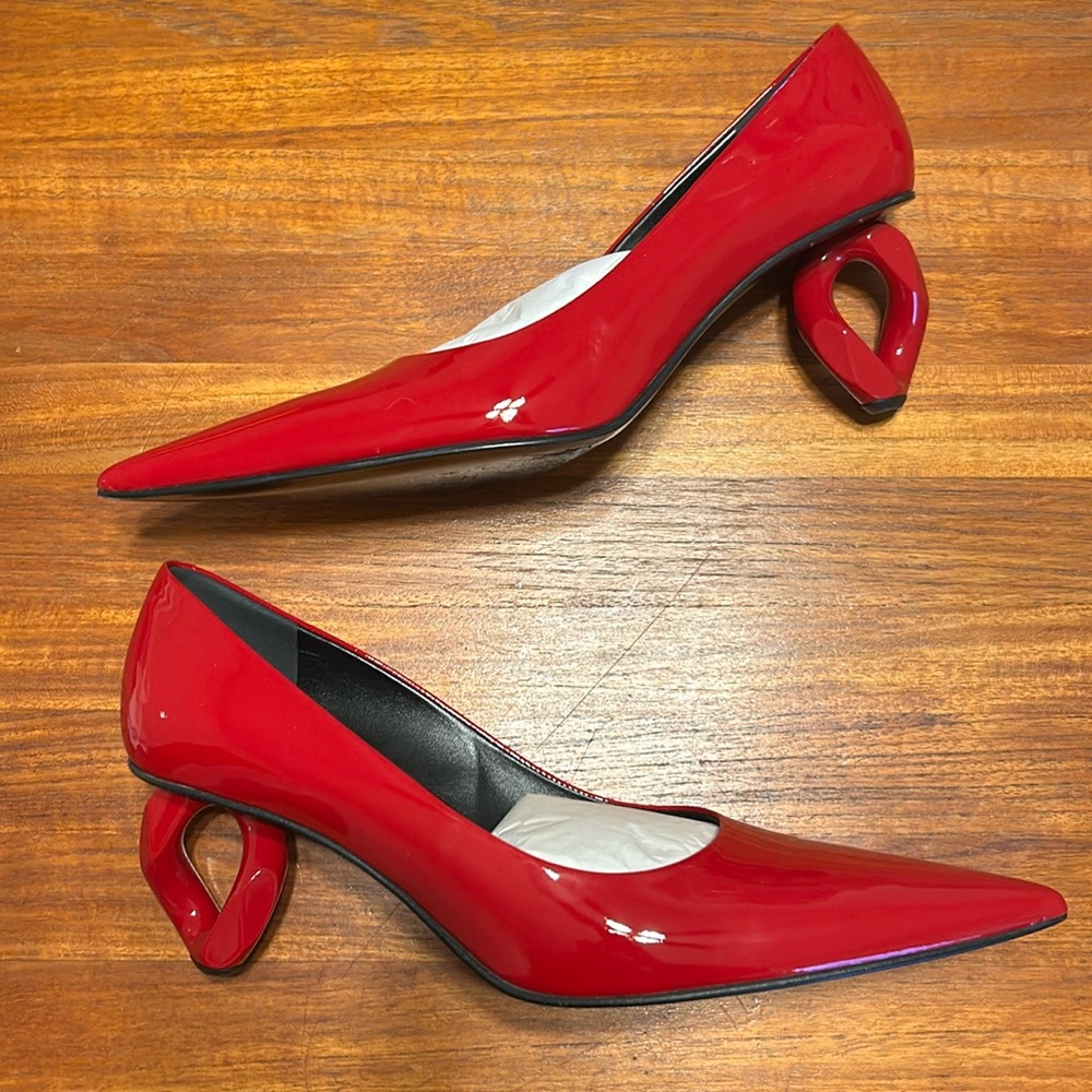 JW Anderson Chain Heel Leather Pumps RED Great Condition Size 40 US 10